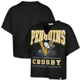 Sidney Crosby Pittsburgh Penguins '47 Women's Elation Name & Number Oversized Notch Neck T-Shirt - Black | US 202784300