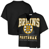 David Pastrnak Boston Bruins '47 Women's Elation Name & Number Oversized Notch Neck T-Shirt - Black | US 202784302