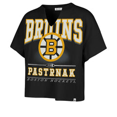 David Pastrnak Boston Bruins '47 Women's Elation Name & Number Oversized Notch Neck T-Shirt - Black | US 202784302