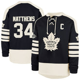 Auston Matthews Toronto Maple Leafs '47 Player Name & Number Sweep Check Eternal Lacer Sweatshirt - Navy | US 202784308