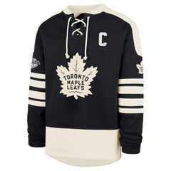 Auston Matthews Toronto Maple Leafs '47 Player Name & Number Sweep Check Eternal Lacer Sweatshirt - Navy | US 202784308