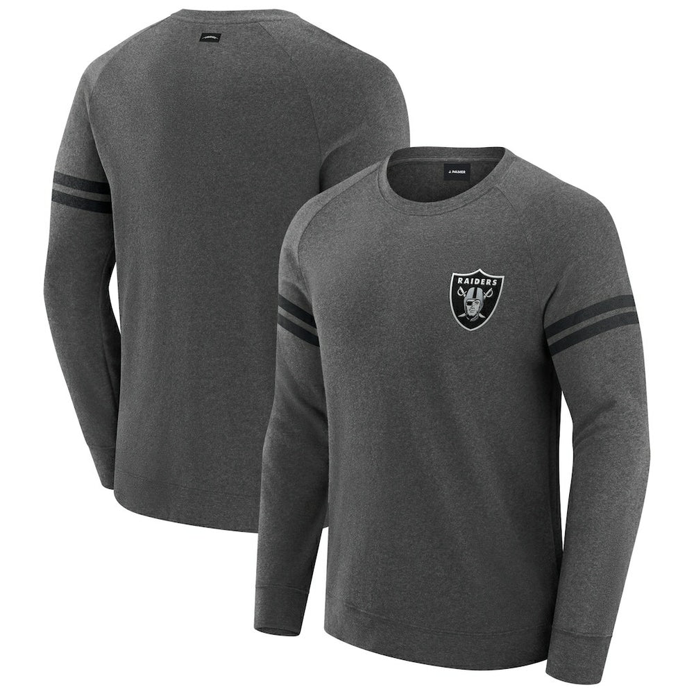 Las Vegas Raiders J. Palmer Players Lounge Raglan Tri-Blend Sweatshirt - Dark Heather Gray Sweatshirts