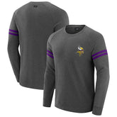 Minnesota Vikings J. Palmer Players Lounge Raglan Tri-Blend Sweatshirt - Dark Heather Gray Sweatshirts