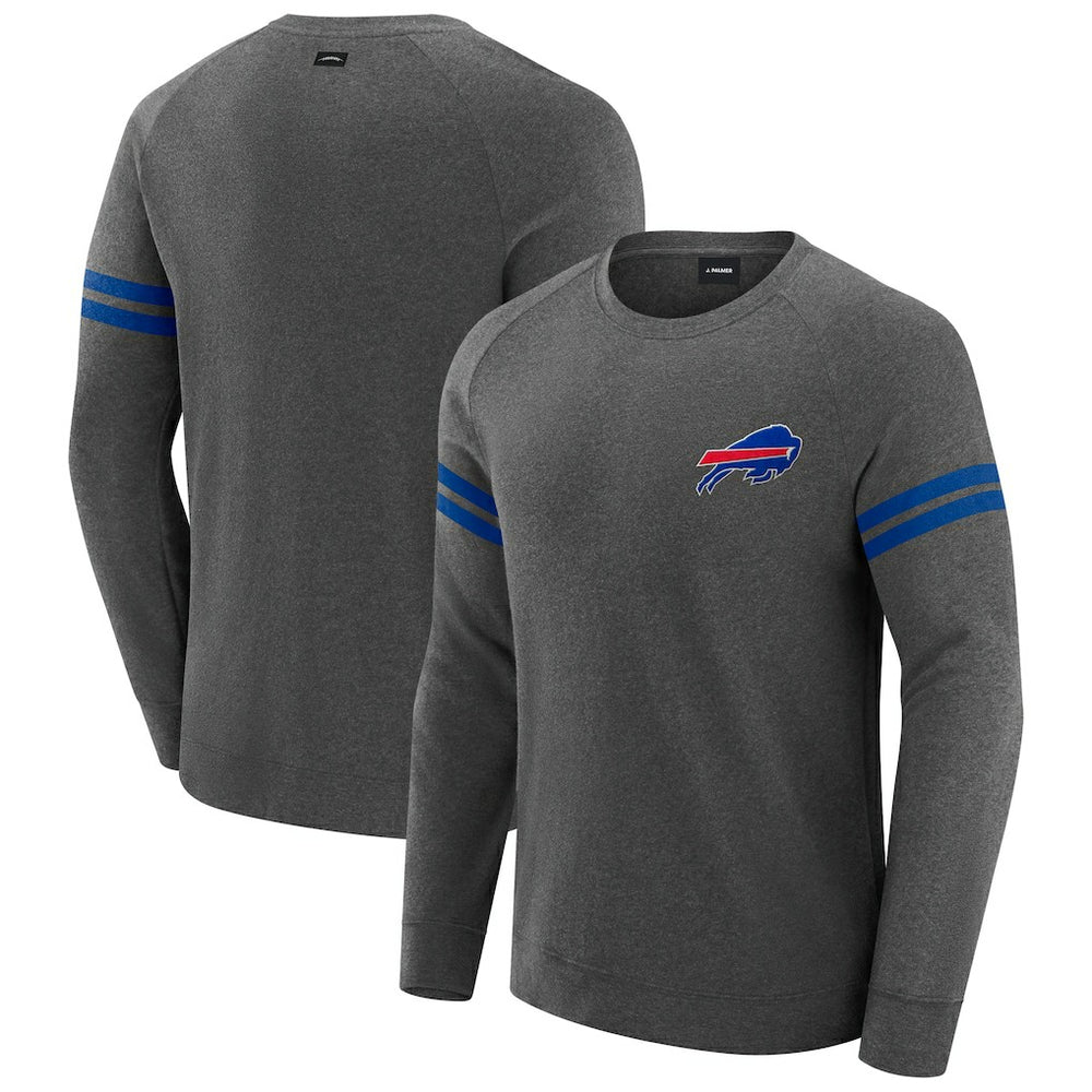 Buffalo Bills J. Palmer Players Lounge Raglan Tri-Blend Sweatshirt - Dark Heather Gray Sweatshirts