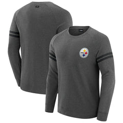 Pittsburgh Steelers J. Palmer Players Lounge Raglan Tri-Blend Sweatshirt - Dark Heather Gray Sweatshirts