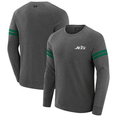 New York Jets J. Palmer Players Lounge Raglan Tri-Blend Sweatshirt - Dark Heather Gray Sweatshirts