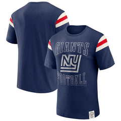 New York Giants Darius Rucker Collection Distressed Throwback Shoulder Stripe T-Shirt - Royal T-shirts