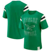 Philadelphia Eagles Darius Rucker Collection Distressed Throwback Shoulder Stripe T-Shirt - Kelly Green T-shirts