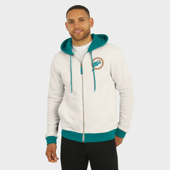 Miami Dolphins Darius Rucker Collection Distressed Graphics Full-Zip Hoodie - Cream Hoodies