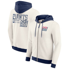New York Giants Darius Rucker Collection Distressed Graphics Full-Zip Hoodie - Cream Hoodies