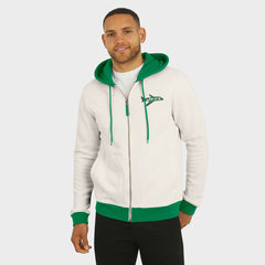 New York Jets Darius Rucker Collection Distressed Graphics Full-Zip Hoodie - Cream Hoodies