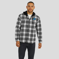 Detroit Lions NFL x Darius Rucker Collection Plaid Flannel Quilted Full-Snap Hooded Shacket - Black
