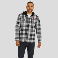 Kansas City Chiefs NFL x Darius Rucker Collection Plaid Flannel Quilted Full-Snap Hooded Shacket - Black