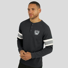 Las Vegas Raiders Darius Rucker Collection Waffle-Knit Raglan Long Sleeve Henley T-Shirt - Black T-shirts