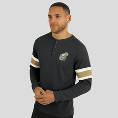 New Orleans Saints Darius Rucker Collection Waffle-Knit Raglan Long Sleeve Henley T-Shirt - Black T-shirts