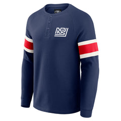 New York Giants Darius Rucker Collection Waffle-Knit Raglan Long Sleeve Henley T-Shirt - Navy T-shirts