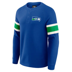 Seattle Seahawks Darius Rucker Collection Waffle-Knit Raglan Long Sleeve Henley T-Shirt - College Navy T-shirts