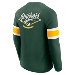 Green Bay Packers Darius Rucker Collection Waffle-Knit Raglan Long Sleeve Henley T-Shirt - Green T-shirts