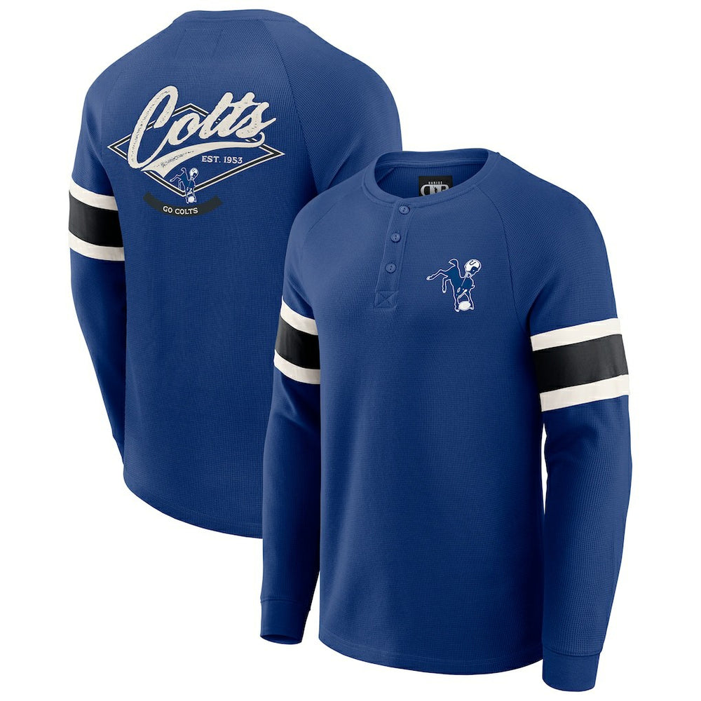 Indianapolis Colts Darius Rucker Collection Waffle-Knit Raglan Long Sleeve Henley T-Shirt - Royal T-shirts