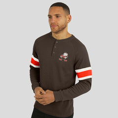 Cleveland Browns Darius Rucker Collection Waffle-Knit Raglan Long Sleeve Henley T-Shirt - Brown T-shirts