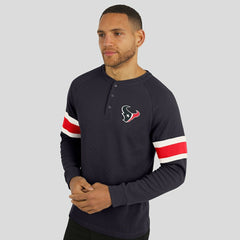 Houston Texans Darius Rucker Collection Waffle-Knit Raglan Long Sleeve Henley T-Shirt - Navy T-shirts