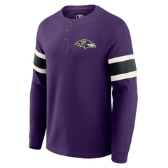 Baltimore Ravens Darius Rucker Collection Waffle-Knit Raglan Long Sleeve Henley T-Shirt - Purple T-shirts