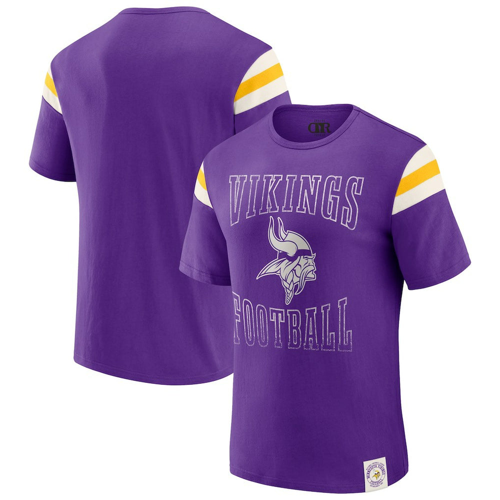 Minnesota Vikings Darius Rucker Collection Football Stripe Sleeve T-Shirt - Purple T-shirts