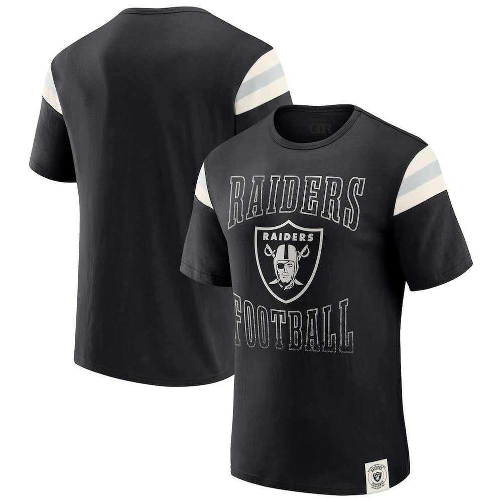 Las Vegas Raiders Darius Rucker Collection Football Stripe Sleeve T-Shirt - Black T-shirts
