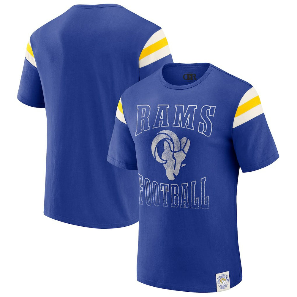 Los Angeles Rams Darius Rucker Collection Football Stripe Sleeve T-Shirt - Royal T-shirts