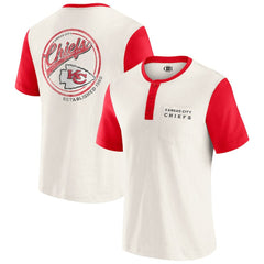 Kansas City Chiefs Darius Rucker Collection Henley Colorblock Slub Pocket T-Shirt - Cream T-shirts