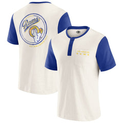 Los Angeles Rams Darius Rucker Collection Henley Colorblock Slub Pocket T-Shirt - Cream T-shirts