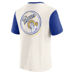 Los Angeles Rams Darius Rucker Collection Henley Colorblock Slub Pocket T-Shirt - Cream T-shirts
