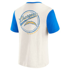 Los Angeles Chargers Darius Rucker Collection Henley Colorblock Slub Pocket T-Shirt - Cream T-shirts