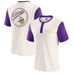 Minnesota Vikings Darius Rucker Collection Henley Colorblock Slub Pocket T-Shirt - Cream T-shirts