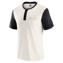 New Orleans Saints Darius Rucker Collection Henley Colorblock Slub Pocket T-Shirt - Cream T-shirts