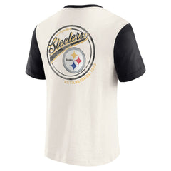 Pittsburgh Steelers Darius Rucker Collection Henley Colorblock Slub Pocket T-Shirt - Cream T-shirts