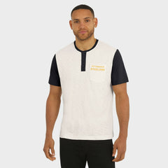 Pittsburgh Steelers Darius Rucker Collection Henley Colorblock Slub Pocket T-Shirt - Cream T-shirts