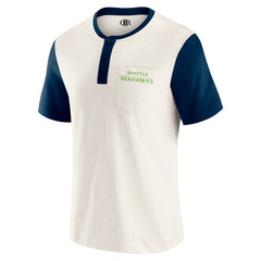 Seattle Seahawks Darius Rucker Collection Henley Colorblock Slub Pocket T-Shirt - Cream T-shirts