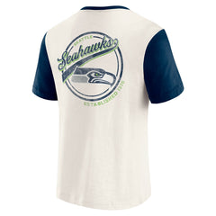 Seattle Seahawks Darius Rucker Collection Henley Colorblock Slub Pocket T-Shirt - Cream T-shirts
