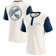 Tennessee Titans Darius Rucker Collection Henley Colorblock Slub Pocket T-Shirt - Cream T-shirts