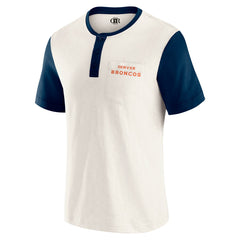 Denver Broncos Darius Rucker Collection Henley Colorblock Slub Pocket T-Shirt - Cream T-shirts