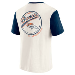 Denver Broncos Darius Rucker Collection Henley Colorblock Slub Pocket T-Shirt - Cream T-shirts