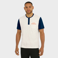 Denver Broncos Darius Rucker Collection Henley Colorblock Slub Pocket T-Shirt - Cream T-shirts