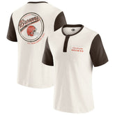 Cleveland Browns Darius Rucker Collection Henley Colorblock Slub Pocket T-Shirt - Cream T-shirts