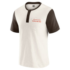Cleveland Browns Darius Rucker Collection Henley Colorblock Slub Pocket T-Shirt - Cream T-shirts