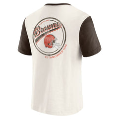 Cleveland Browns Darius Rucker Collection Henley Colorblock Slub Pocket T-Shirt - Cream T-shirts