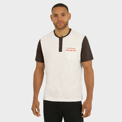Cleveland Browns Darius Rucker Collection Henley Colorblock Slub Pocket T-Shirt - Cream T-shirts