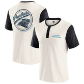 Carolina Panthers Darius Rucker Collection Henley Colorblock Slub Pocket T-Shirt - Cream T-shirts