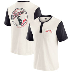 Houston Texans Darius Rucker Collection Henley Colorblock Slub Pocket T-Shirt - Cream T-shirts