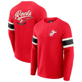 Cincinnati Reds Darius Rucker Collection by Fanatics Waffle-Knit Raglan Long Sleeve Henley T-Shirt - Red T-shirts